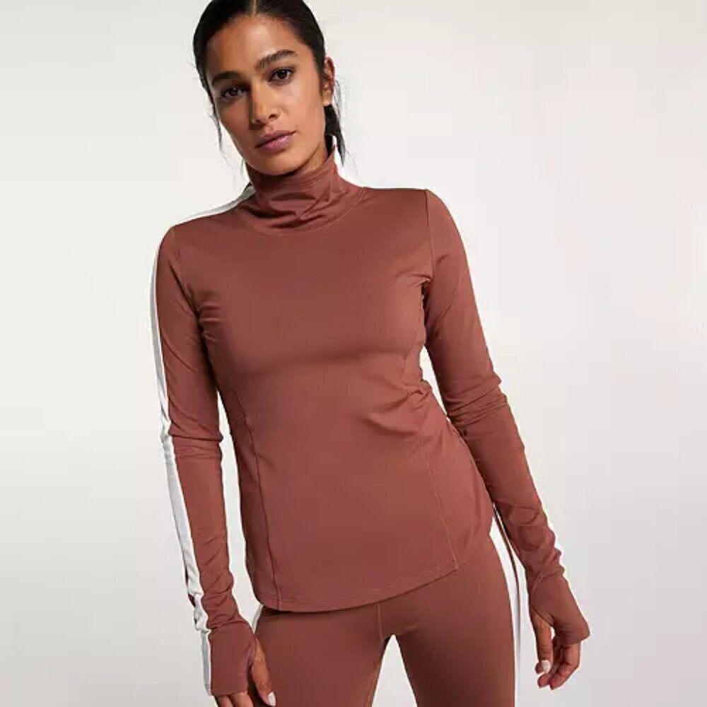 NWT CALIA Cold Dash Cold Weather Brown Running Turtleneck Top